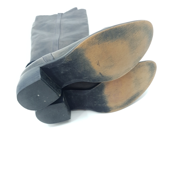 Freebird by Steven Black Brown Leather Knee High Strappy Texan Style Boots Sz 9 - Picture 8 of 12